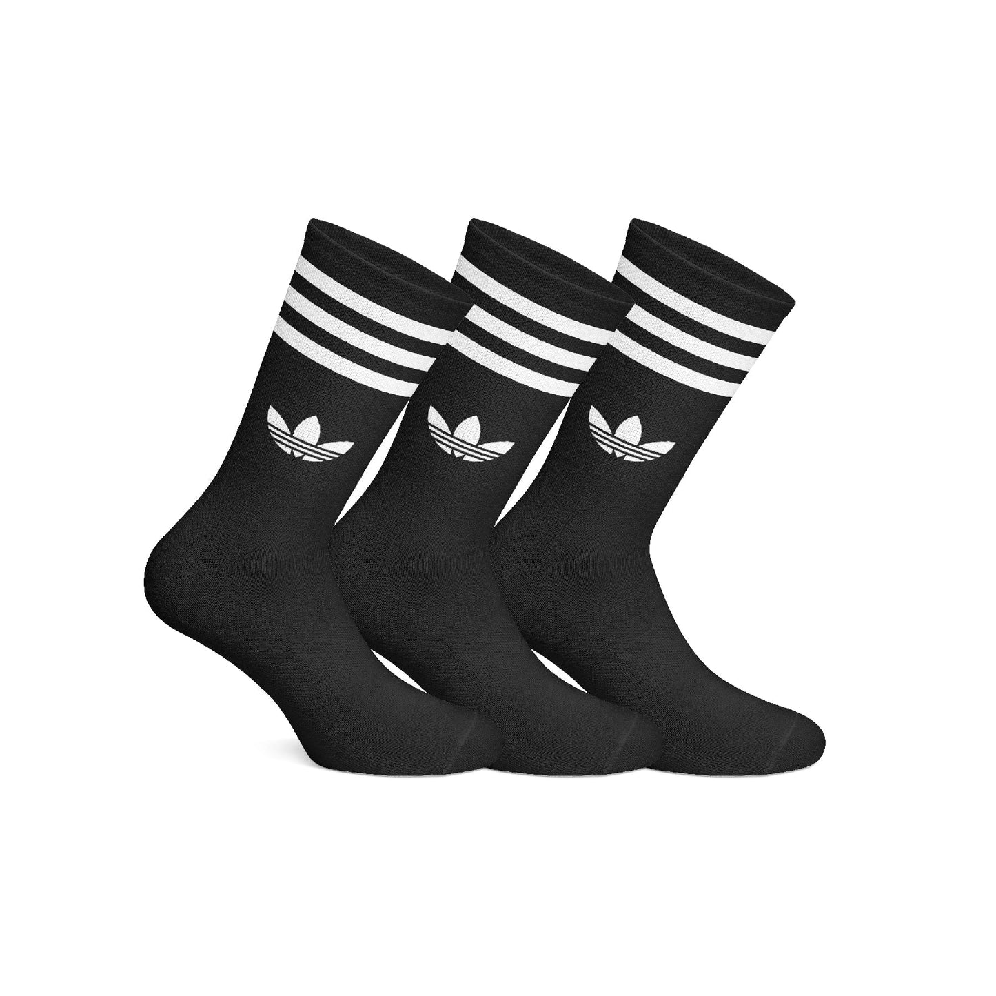 Cotton Adidas Striped Crew Socks Pack Of 3 – Black