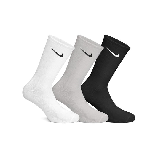 Cotton Basic Striped Crew Socks - Pack Of 3