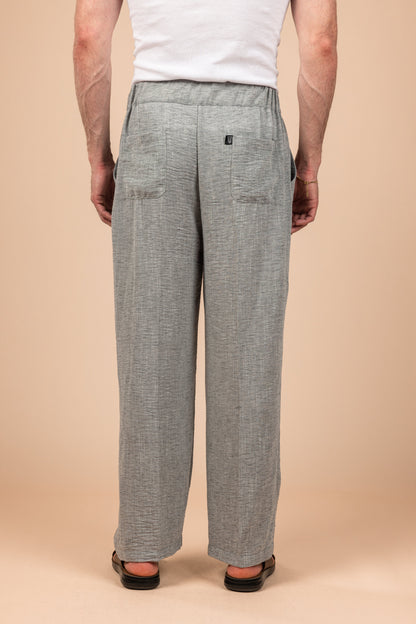 Tailored Linen Pants - Gray