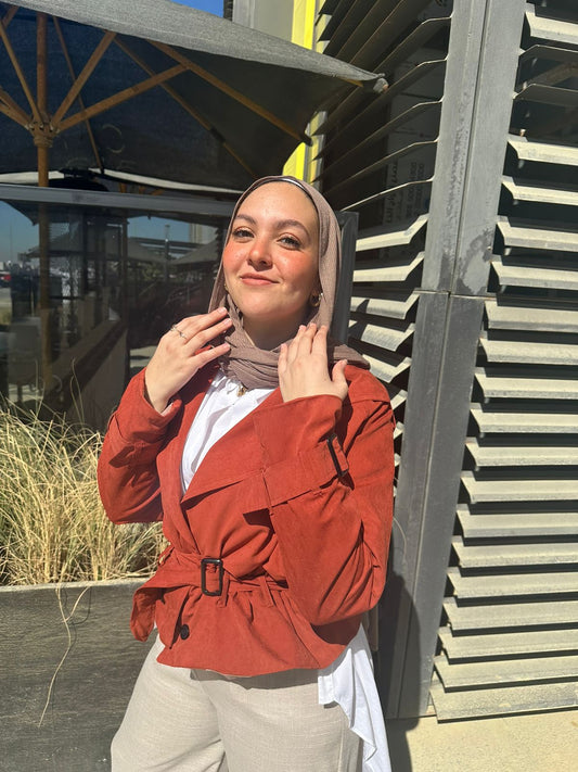 Cropped Trench Coat-Cocoa