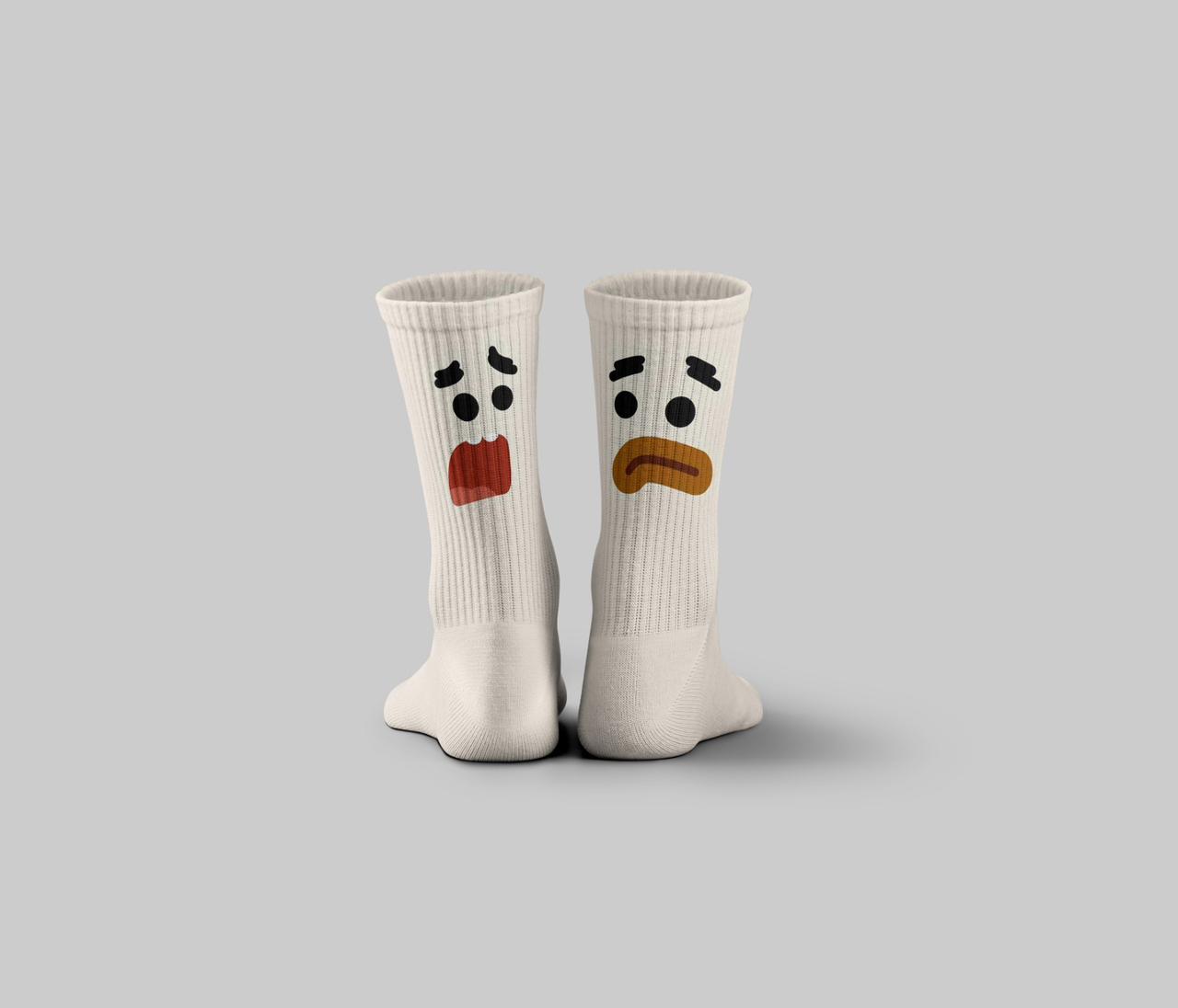 Cotton Emoji Crew Socks – White