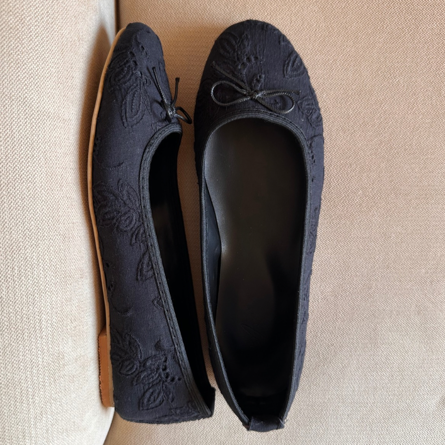 Synthetic Baila Lace Flats - Black