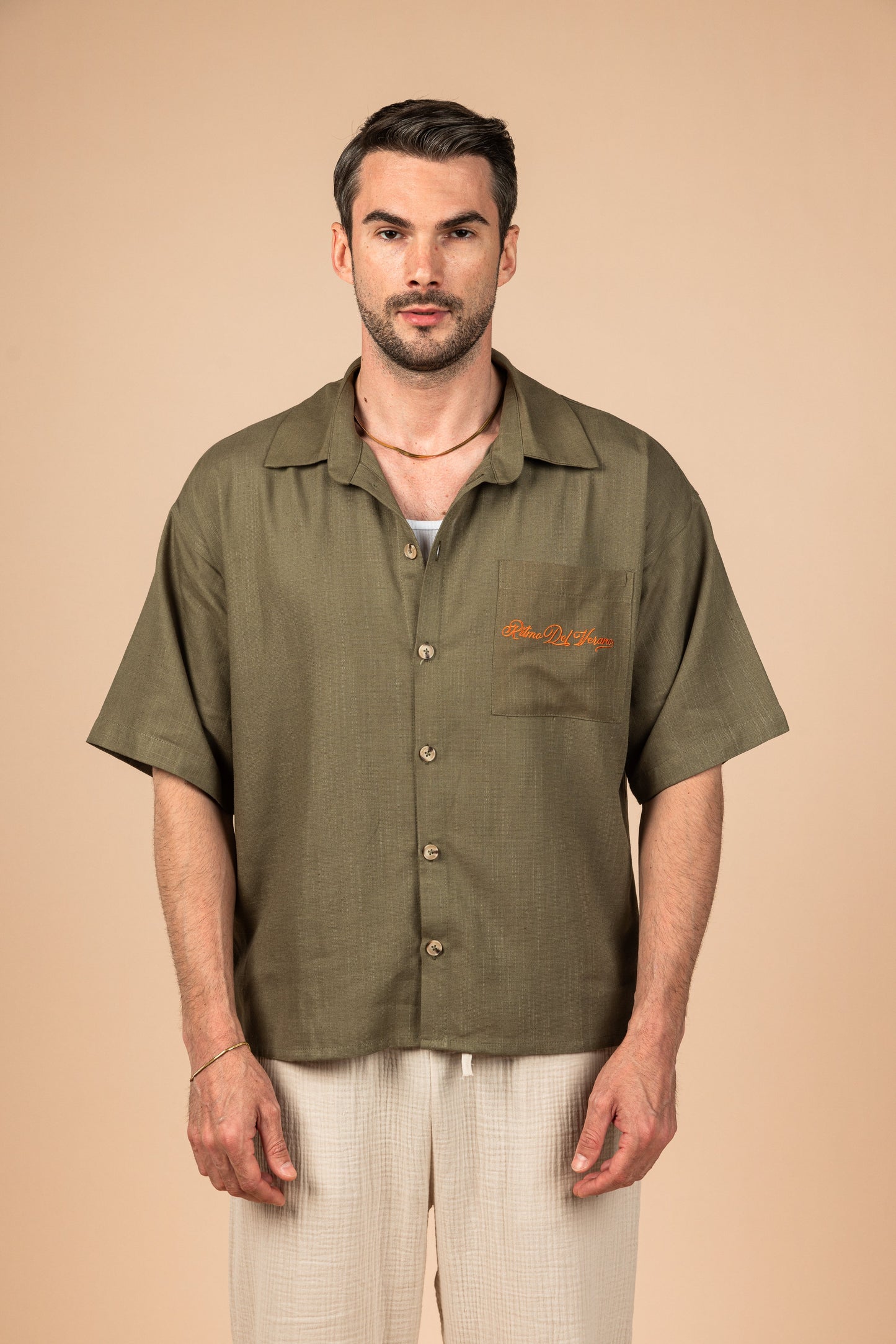 RDV Boxy Fit Linen Shirt - Olive Green