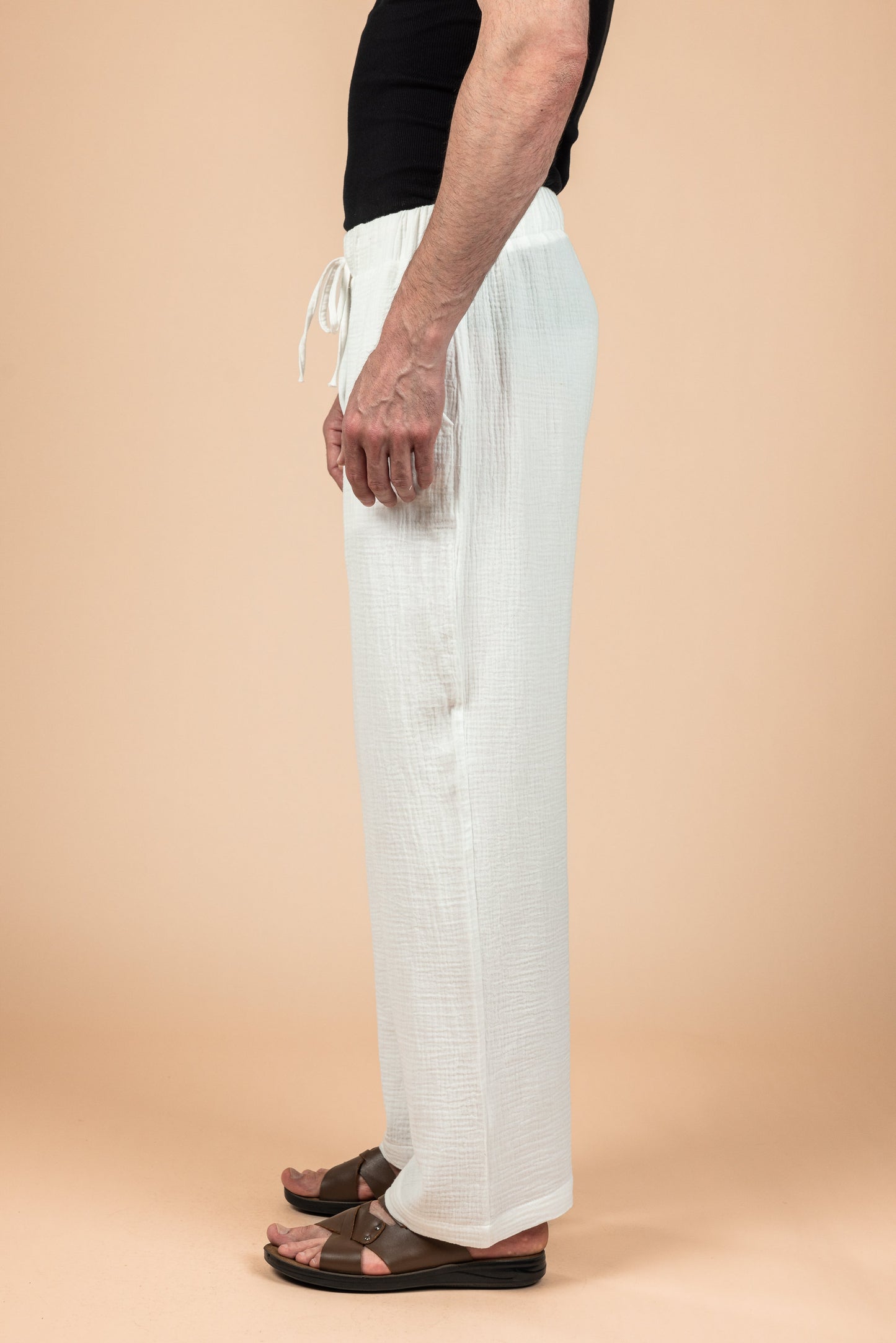 Wide Leg Baby Cotton Pants - White