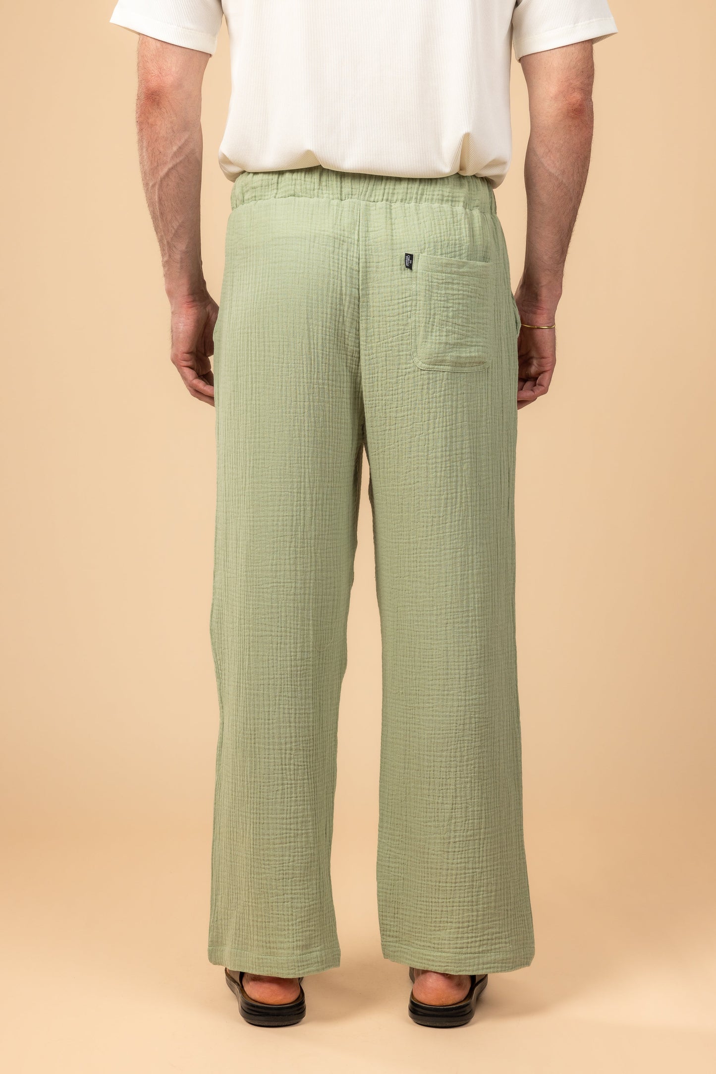 Wide Leg Baby Cotton Pants - Mint Green