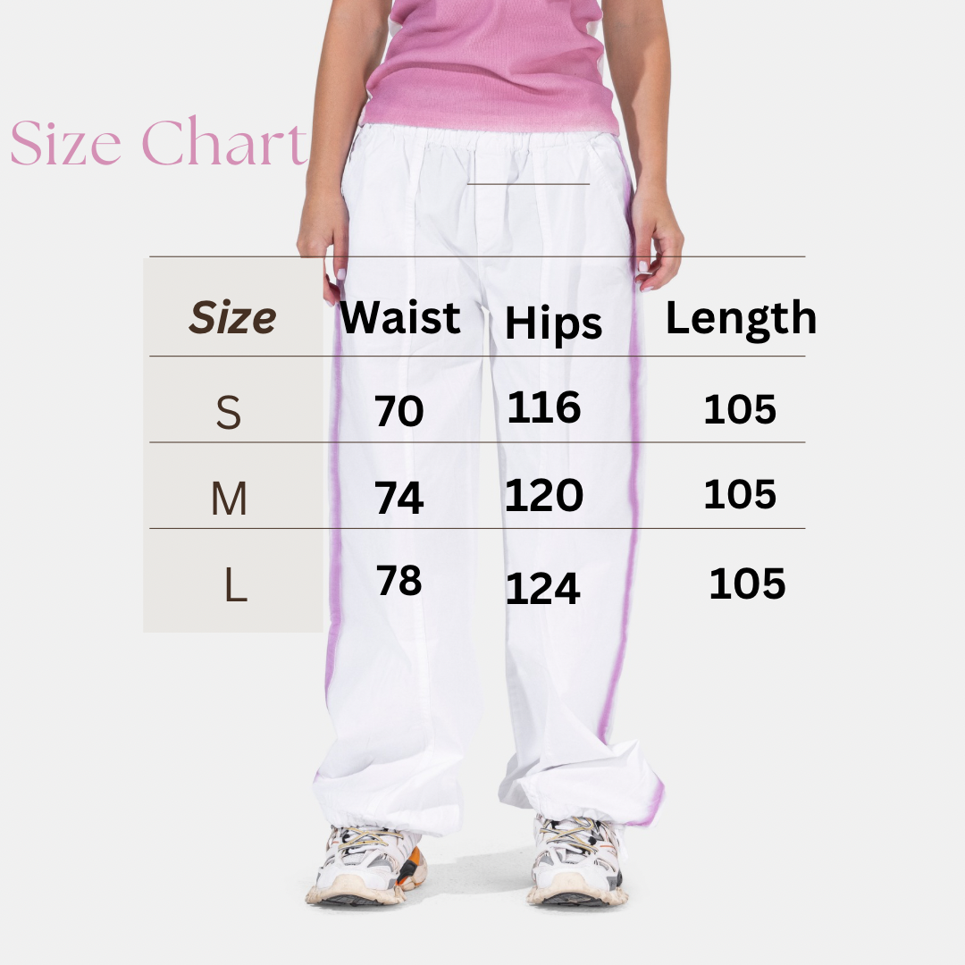 Parachute White Pants "With Pink Lines"