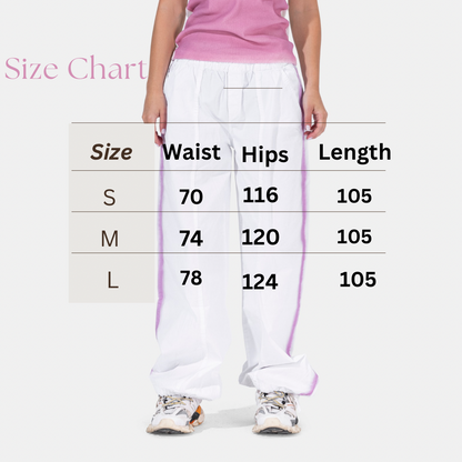 Parachute White Pants "With Pink Lines"