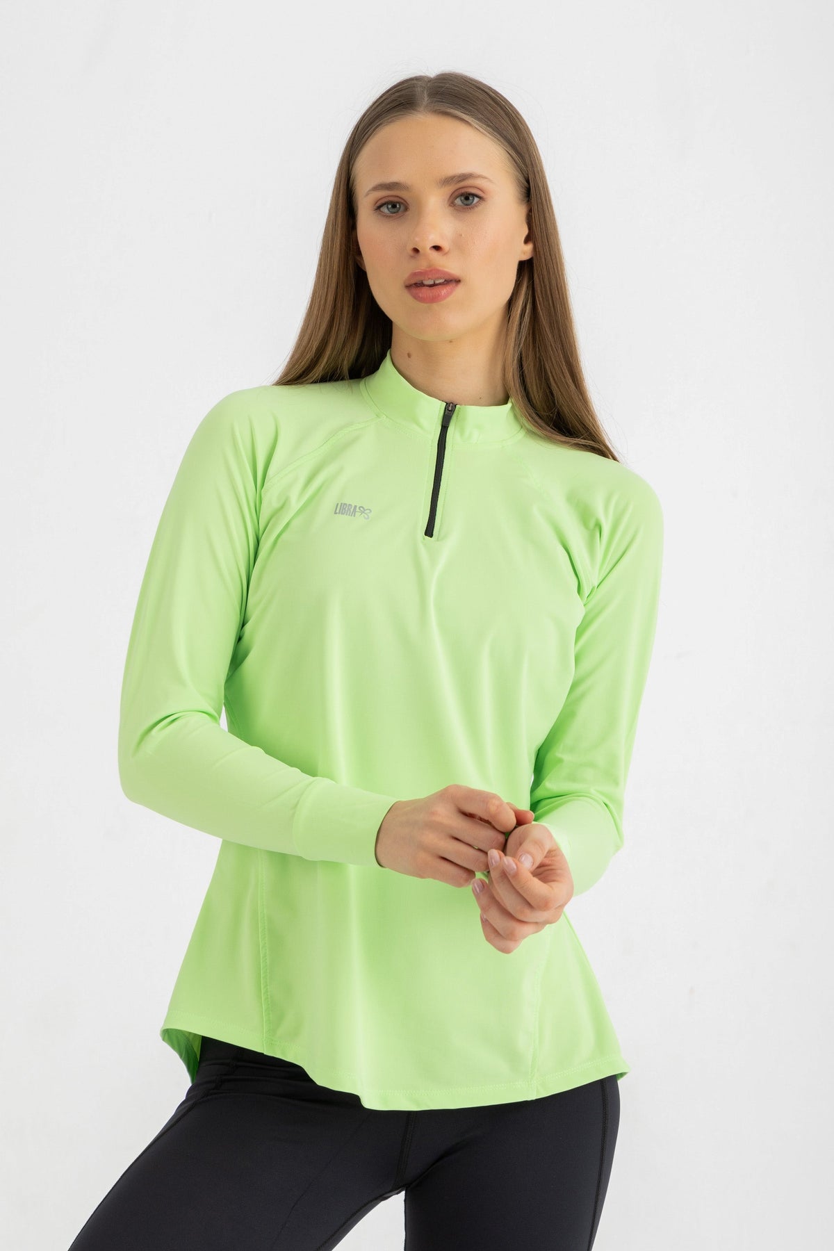 Lycra Long Sleeve Ruffle Top - Lime