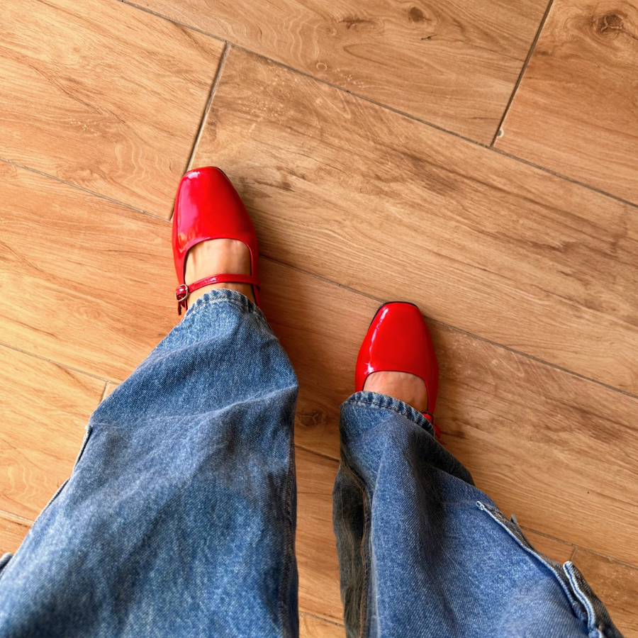 Patent Leather Bailatira Flash Square-Toe - Red