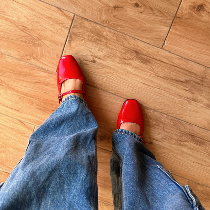Patent Leather Bailatira Flash Square-Toe - Red