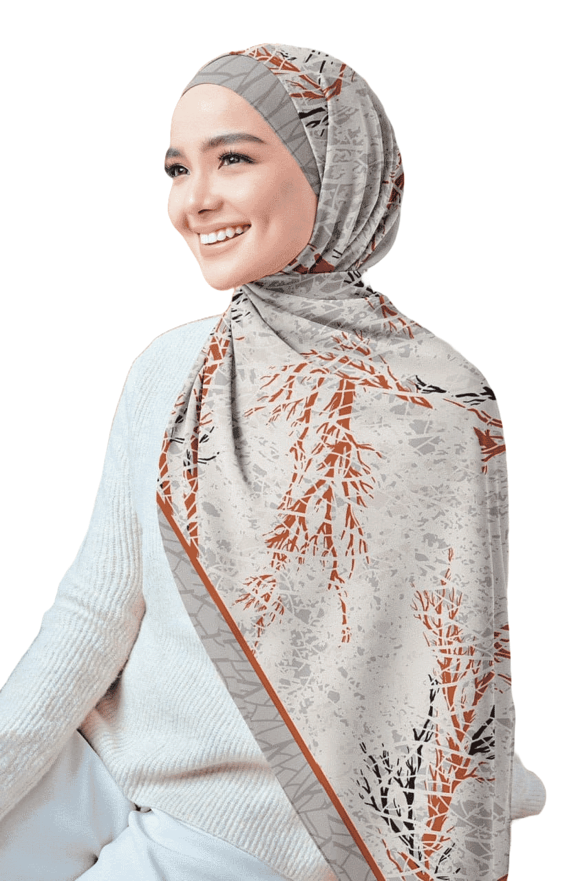Printed Chiffon Crepe Veil - Gray