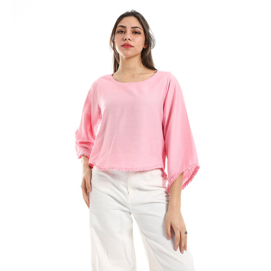 Cotton Lycra Long Sleeve Blouse – Pink