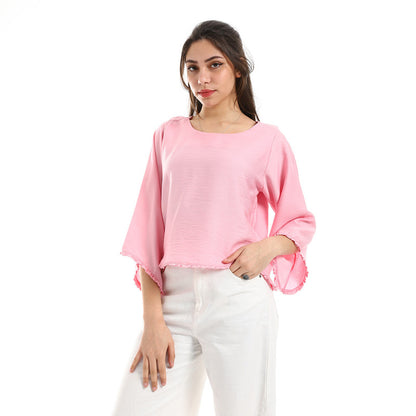 Cotton Lycra Long Sleeve Blouse – Pink