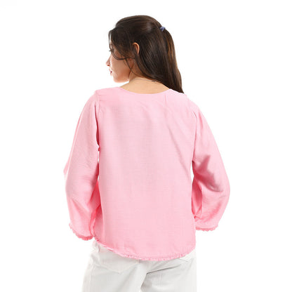 Cotton Lycra Long Sleeve Blouse – Pink