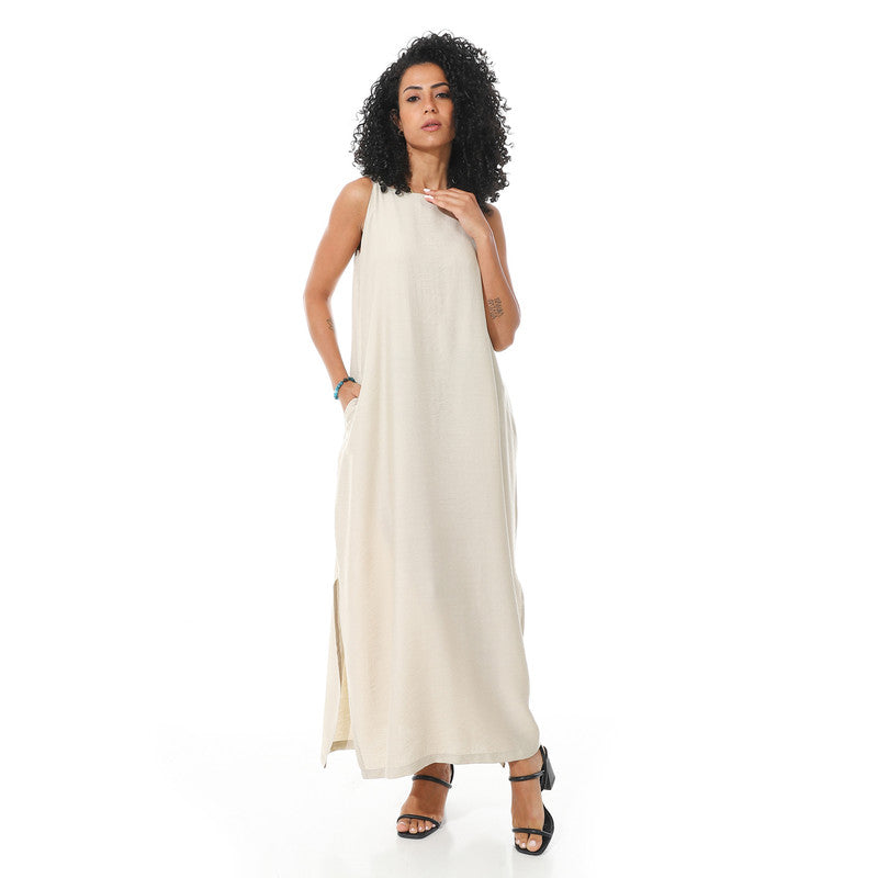 Lenin Sleeveless Dress - Light Beige