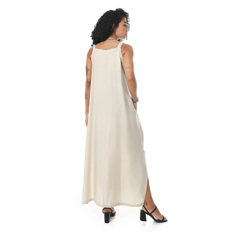 Lenin Sleeveless Dress - Light Beige