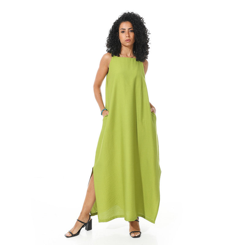 Lenin Sleeveless Dress - Light Olive