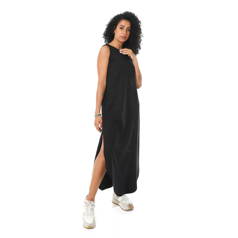 Minimalist Casual Maxi Dress - Black