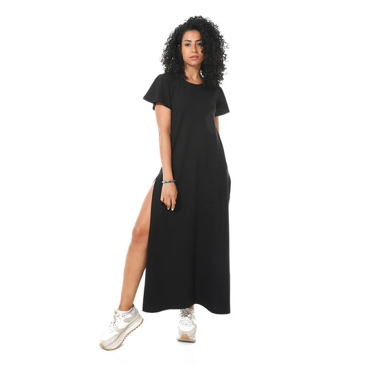 Long Sleeve Maxi Dress  - Black