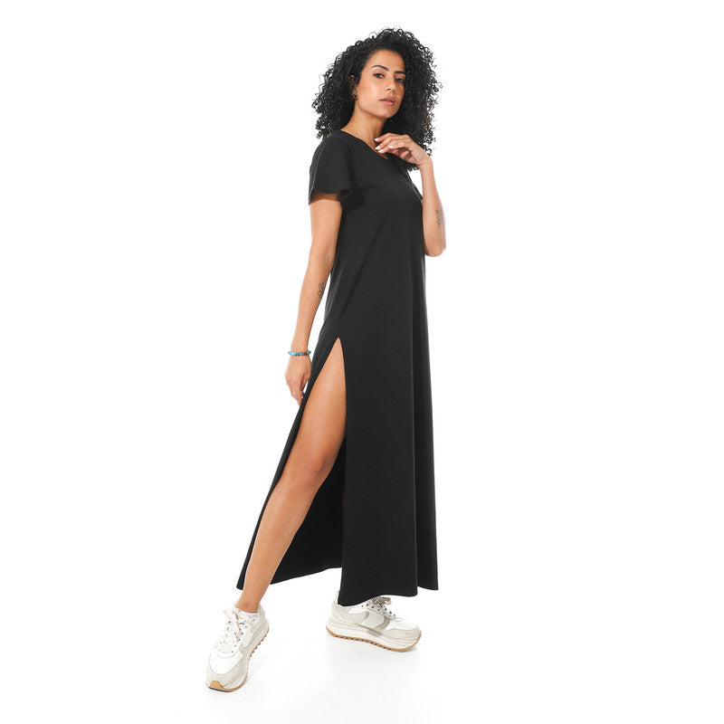 Long Sleeve Maxi Dress  - Black