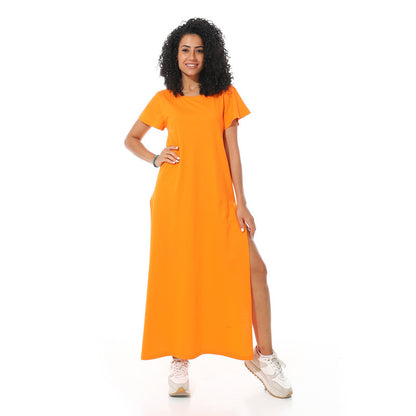 Long Sleeve Maxi Dress - Orange
