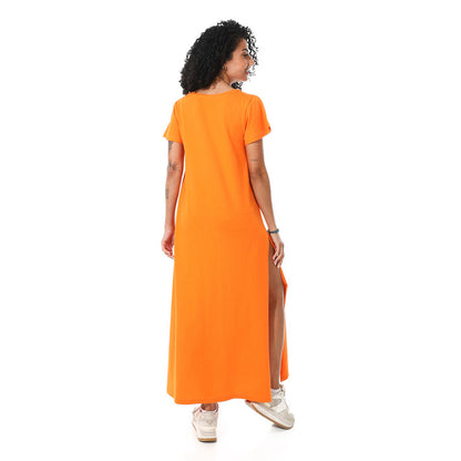 Long Sleeve Maxi Dress - Orange