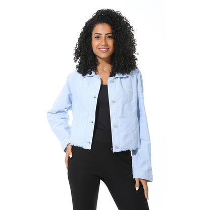 Cropped Jeans Jacket - Sky Blue