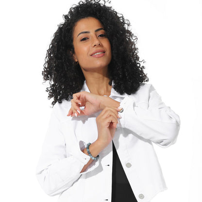 Cropped Jeans Jacket - White