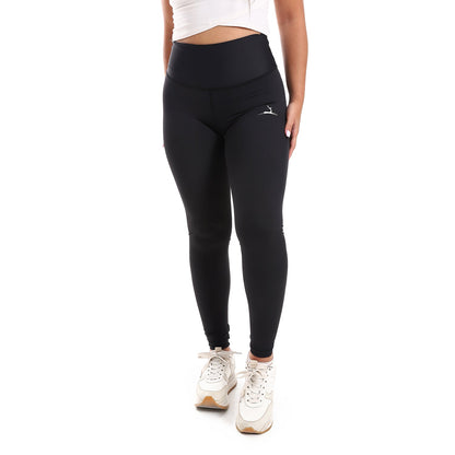 Plain Sportive Stretch Leggings-Black