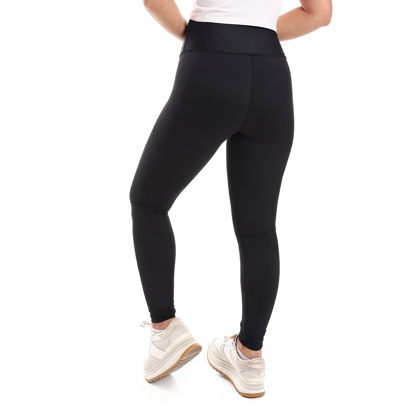 Plain Sportive Stretch Leggings-Black