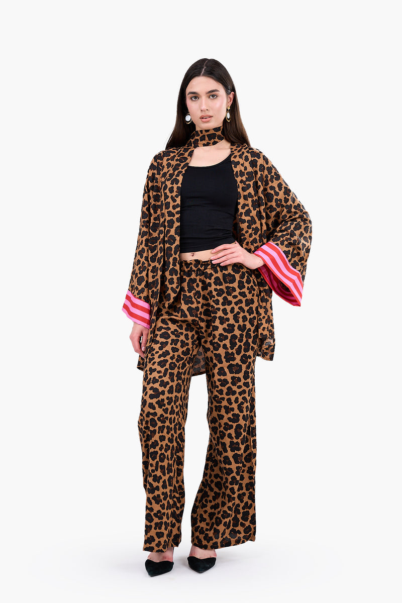 Leopard Print Tencel Kimono