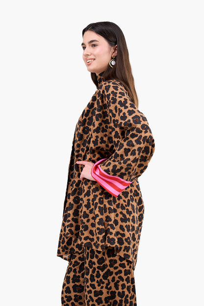 Leopard Print Tencel Kimono