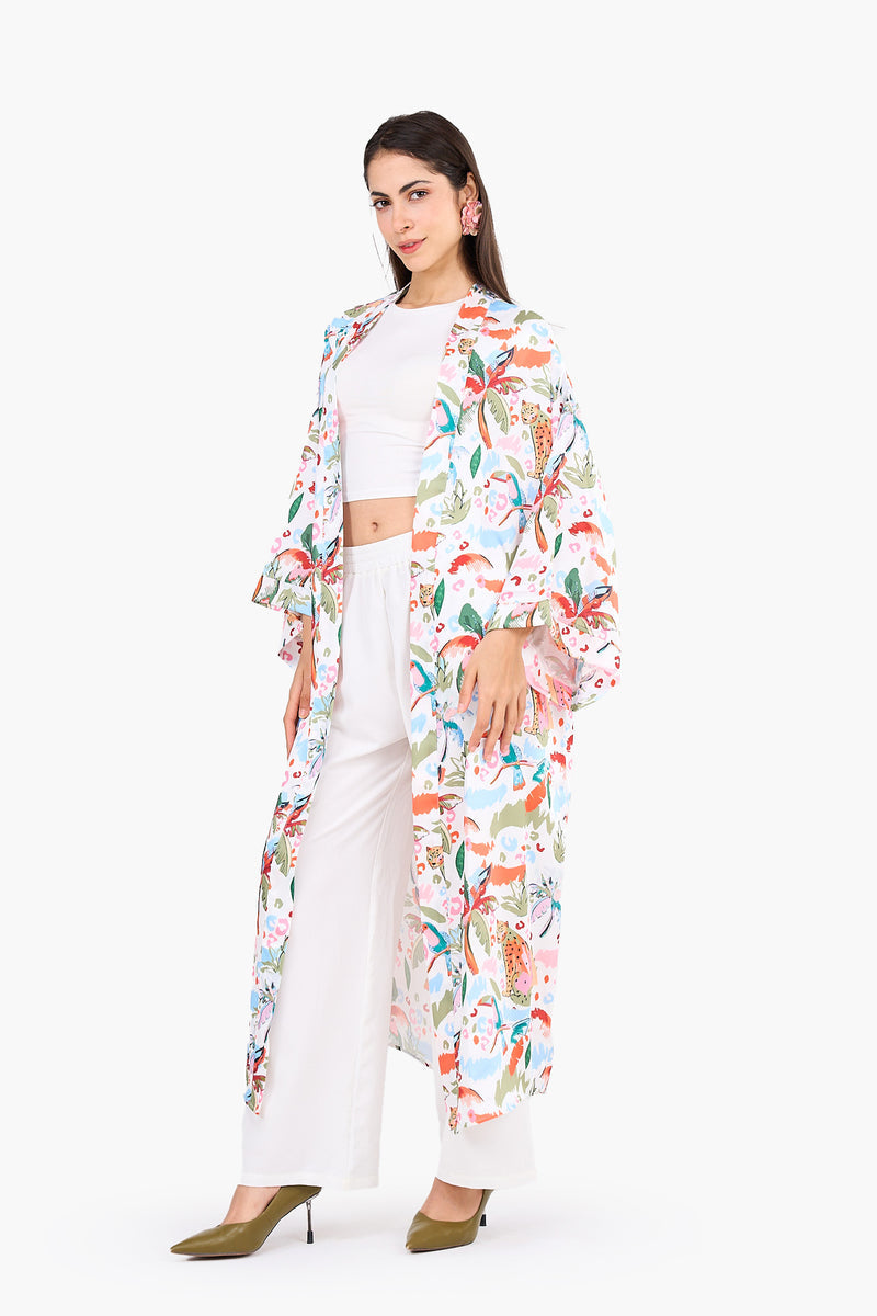 Colorful Palm-Print Kimono