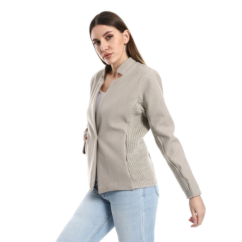 Cotton-Lycra Textured Executive Jacket - Beige