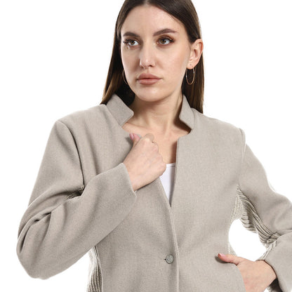 Cotton-Lycra Textured Executive Jacket - Beige