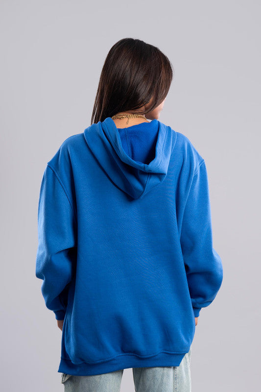 Oversized Hoodie With Pocket - Blue