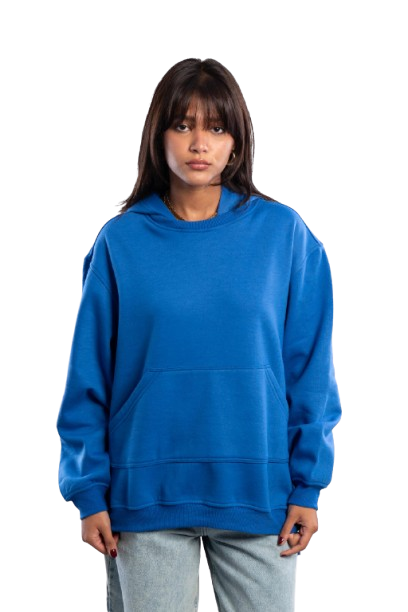 Oversized Hoodie With Pocket - Blue