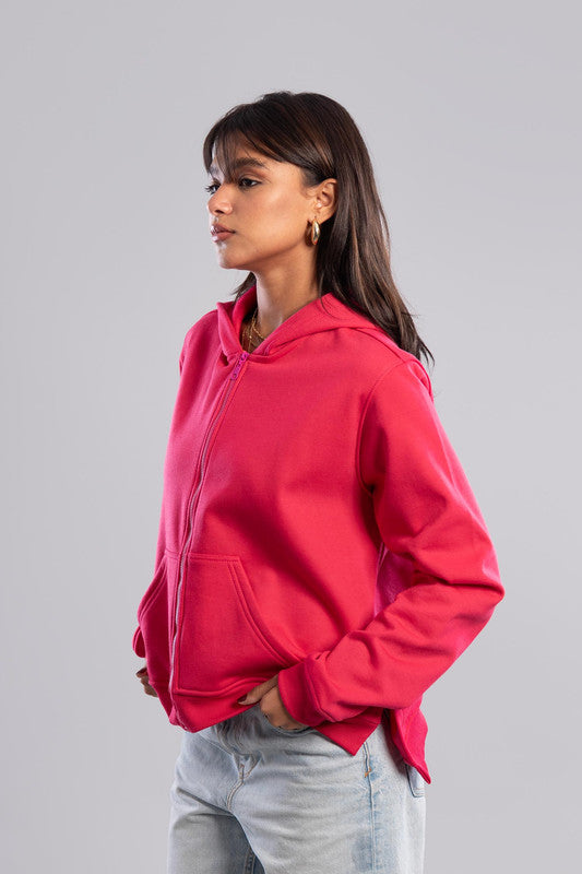 Classic Medium-Length Hoodie - Fuchsia