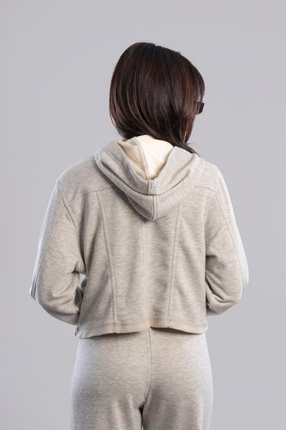 Cropped Zip-Up Hoodie - Grey