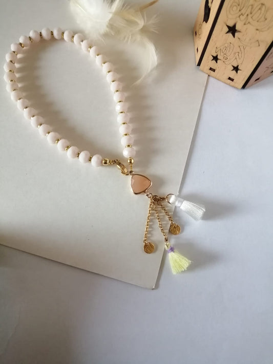 White Beads Rosary and Bracelete
