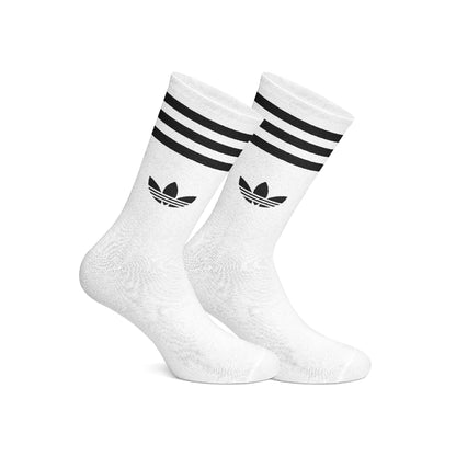 Cotton Adidas Striped Crew Socks – White