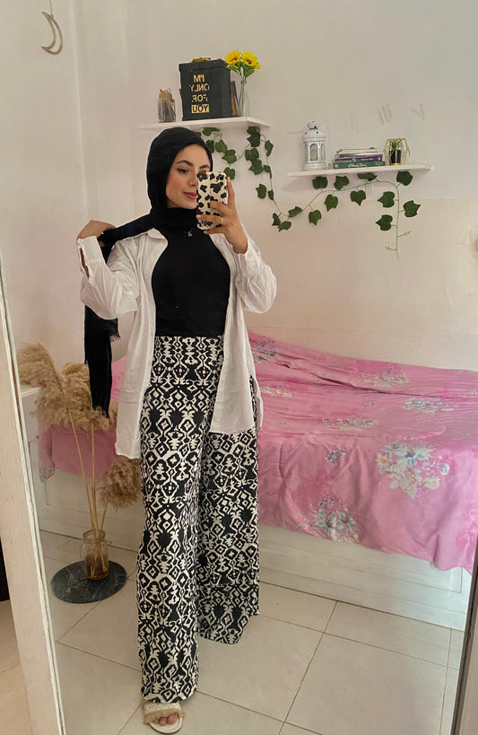 High Waisted Wide-Leg Printed Pants