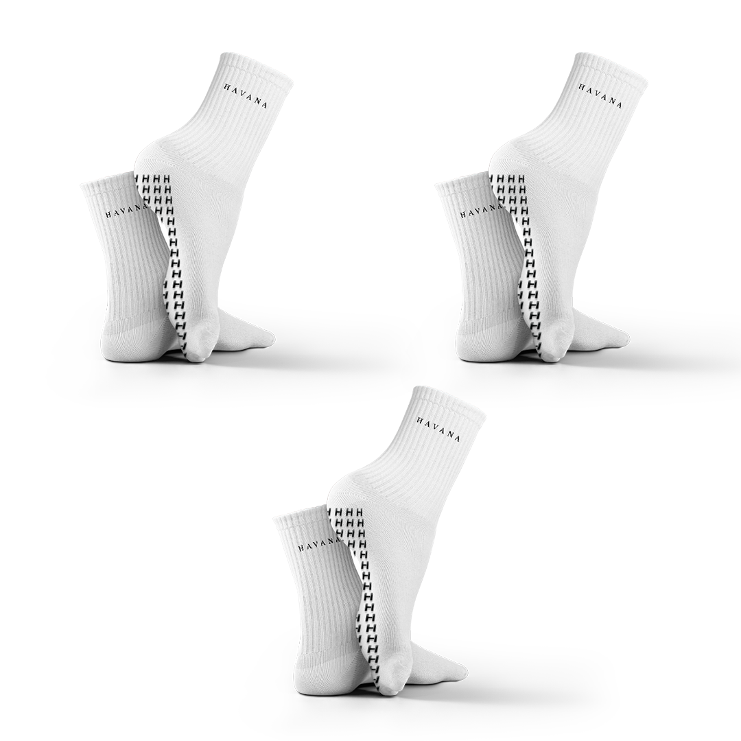 Silicon white 3 pack Havana Mid Calf Socks