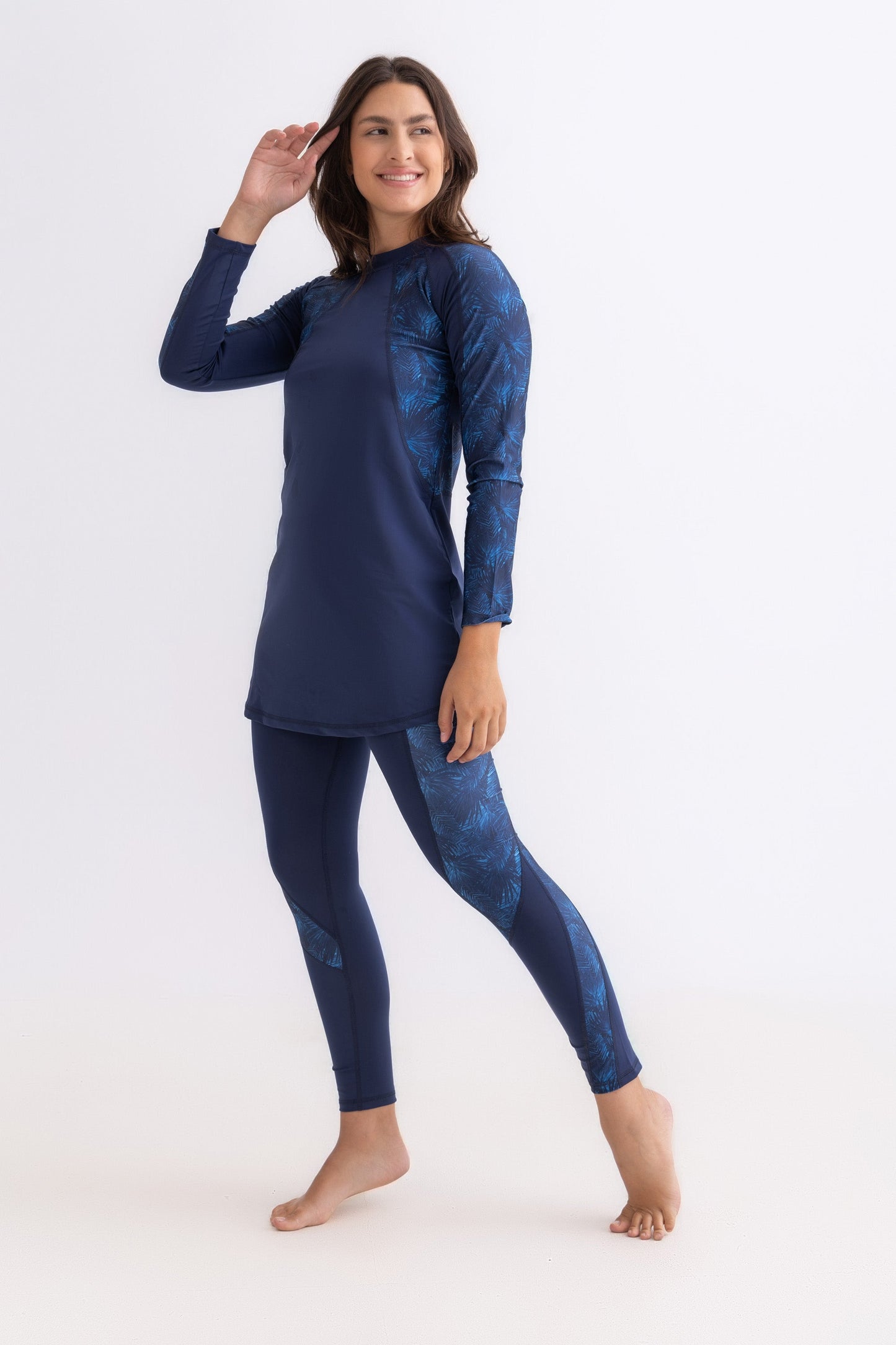 Lycra Asymmetrical Basic Swimsuit - Navy