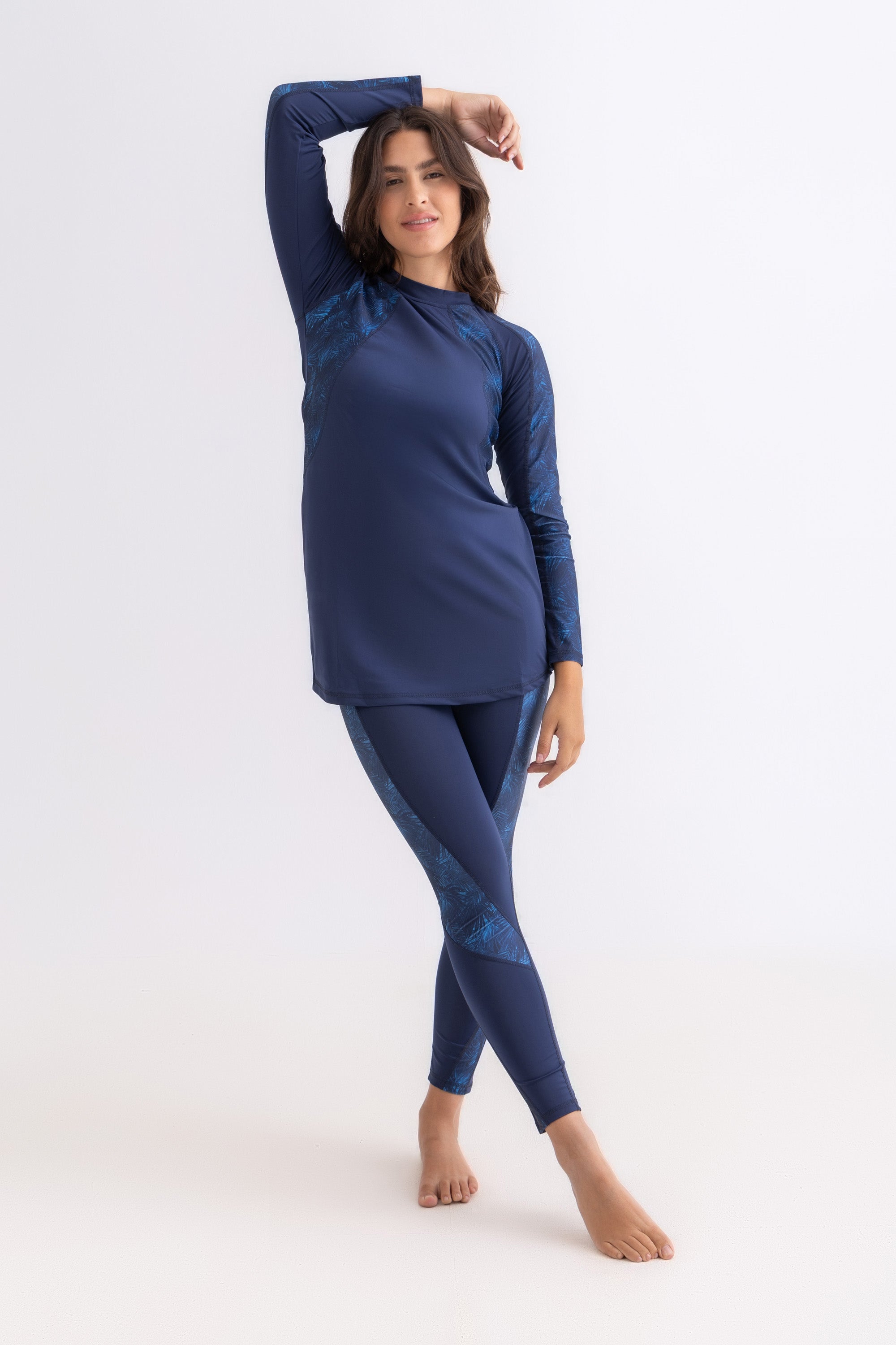 Lycra Asymmetrical Basic Swimsuit - Navy