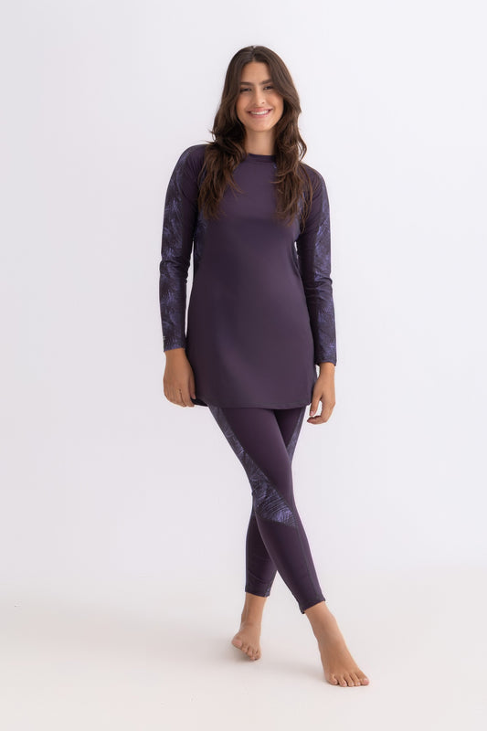 Lycra Asymmetrical Basic Swimsuit - Purple