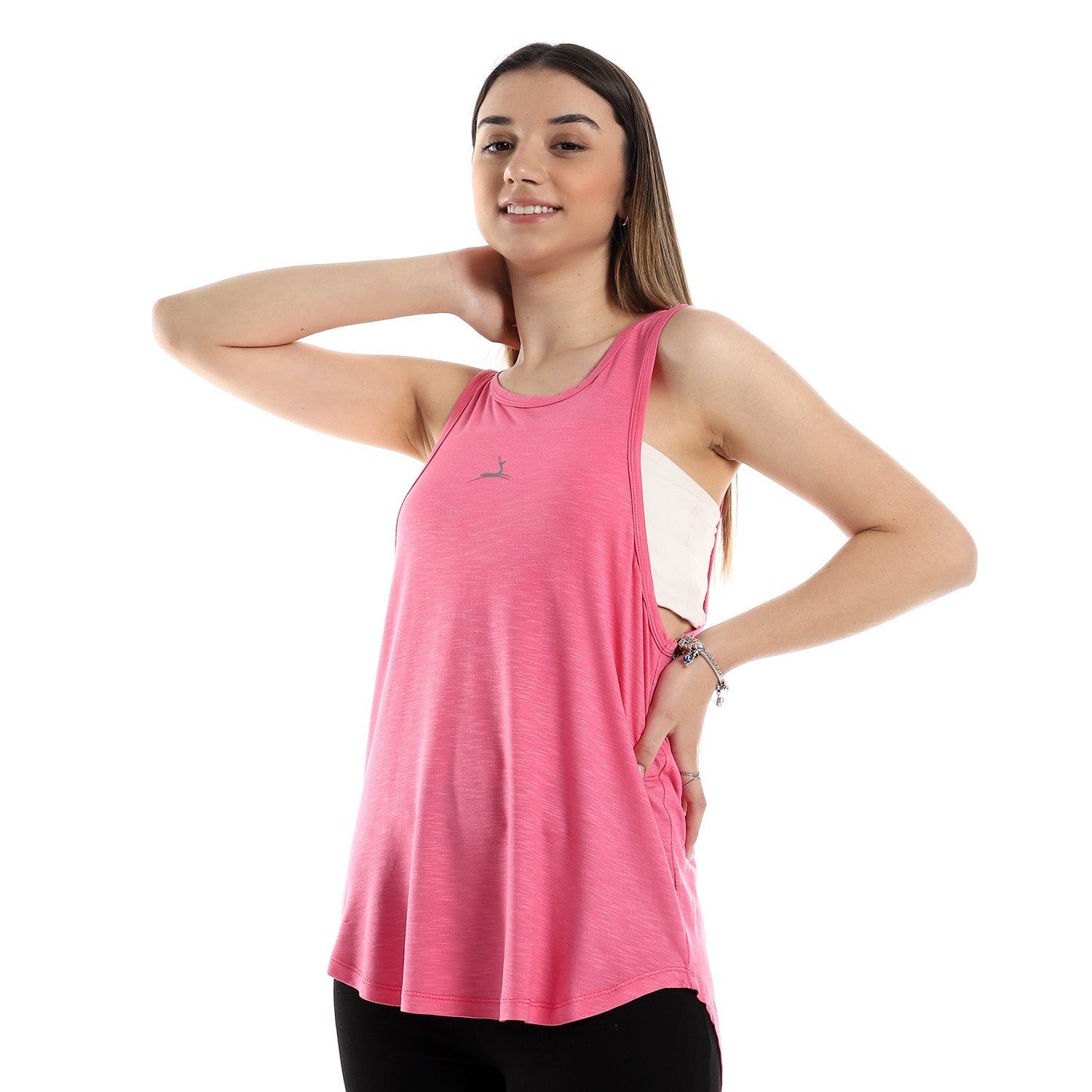 "Doe" Back Splitted Tank Top- Pink - Champsland