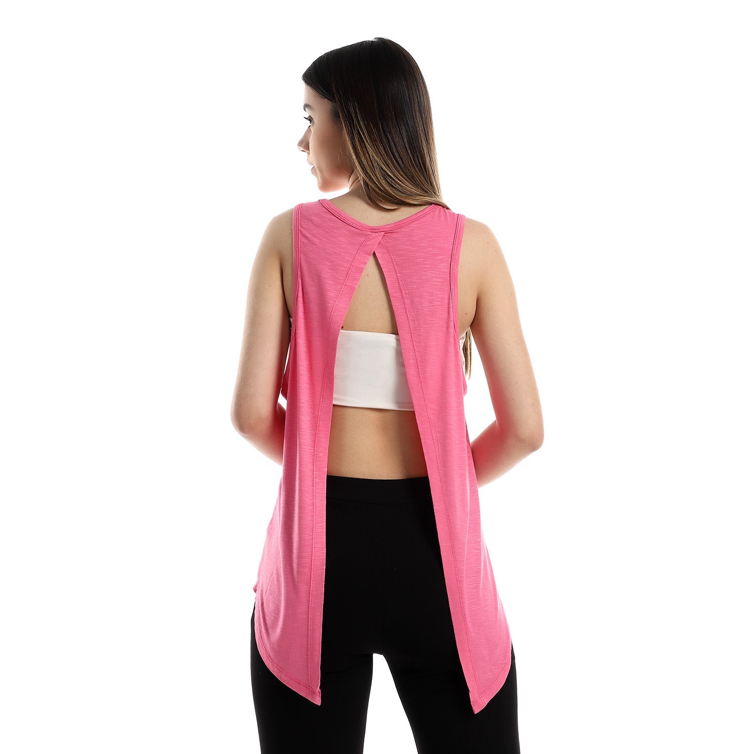 "Doe" Back Splitted Tank Top- Pink - Champsland