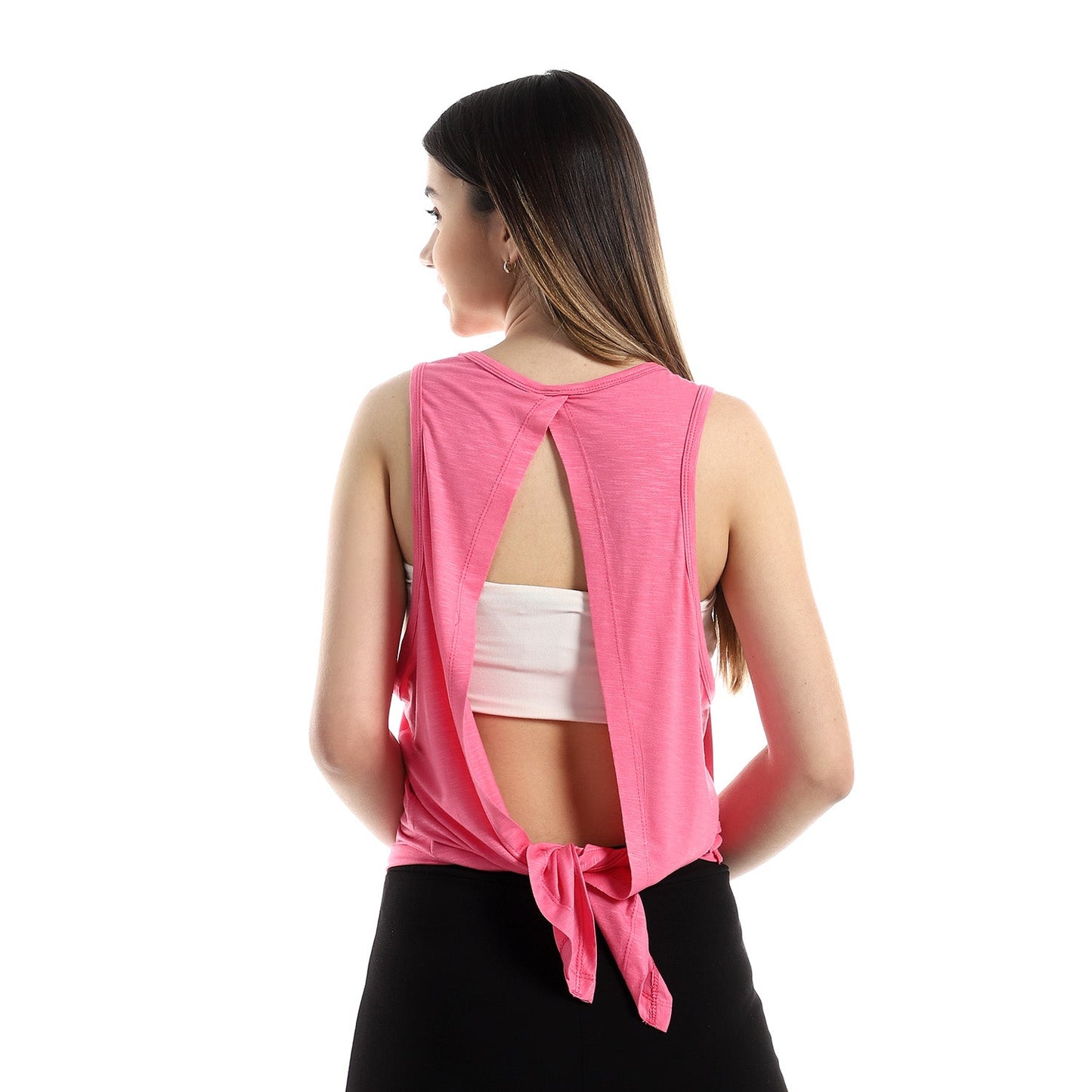 "Doe" Back Splitted Tank Top- Pink - Champsland