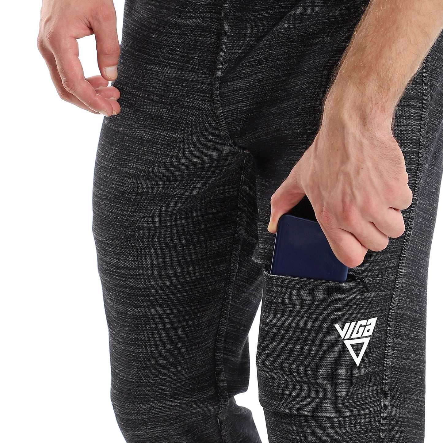 "VIGA" double face sweatpants- Heather Black*Grey